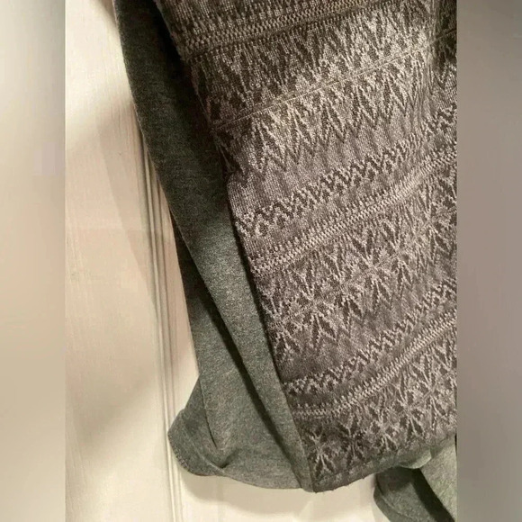 L.L. Bean Gray Flowy Open Hooded Cardigan Argyle Side Panels Pockets Size Small - Picture 7 of 9